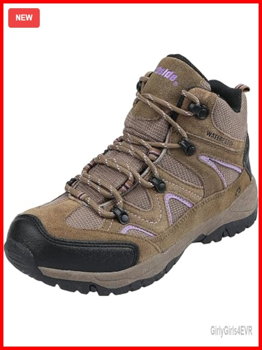 Waterproof Hiking Boot with Suede Overlays and Rubber Outsole